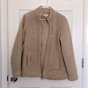 Calvin Klein Full Zip Brown Plush Fleece Jacket Size M
